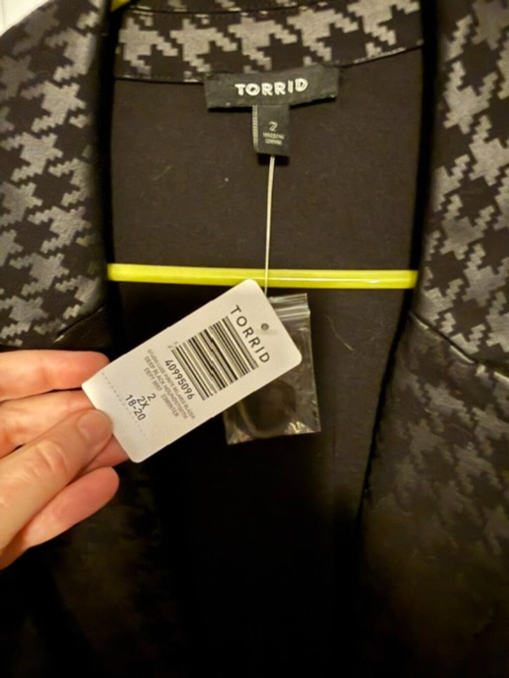 Torrid Satin Feel Long Houndstooth Blazer - Picture 2 of 6